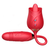 Rose Sex Toy Dildo Vibrator - 3in1 Rose Sex Stimulator for Women with 9 Tongue Licking & Thrusting Dildo G Spot Vibrator